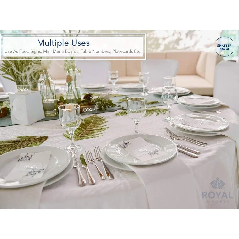 Set of 10 Place Cards Clear Acrylic Blank Plates, Table Seating Number Tiles